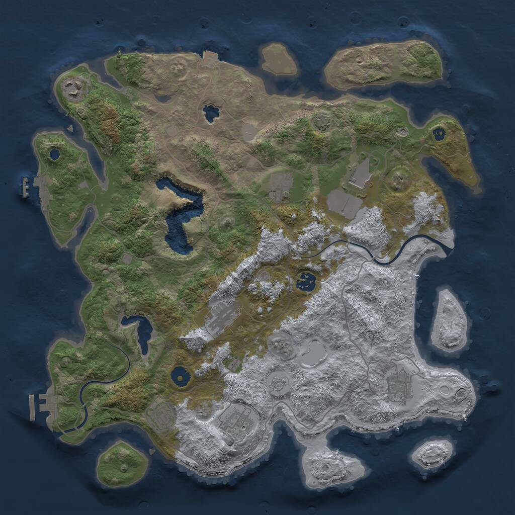 Rust Map: Procedural Map, Size: 4000, Seed: 1470945904, 13 Monuments