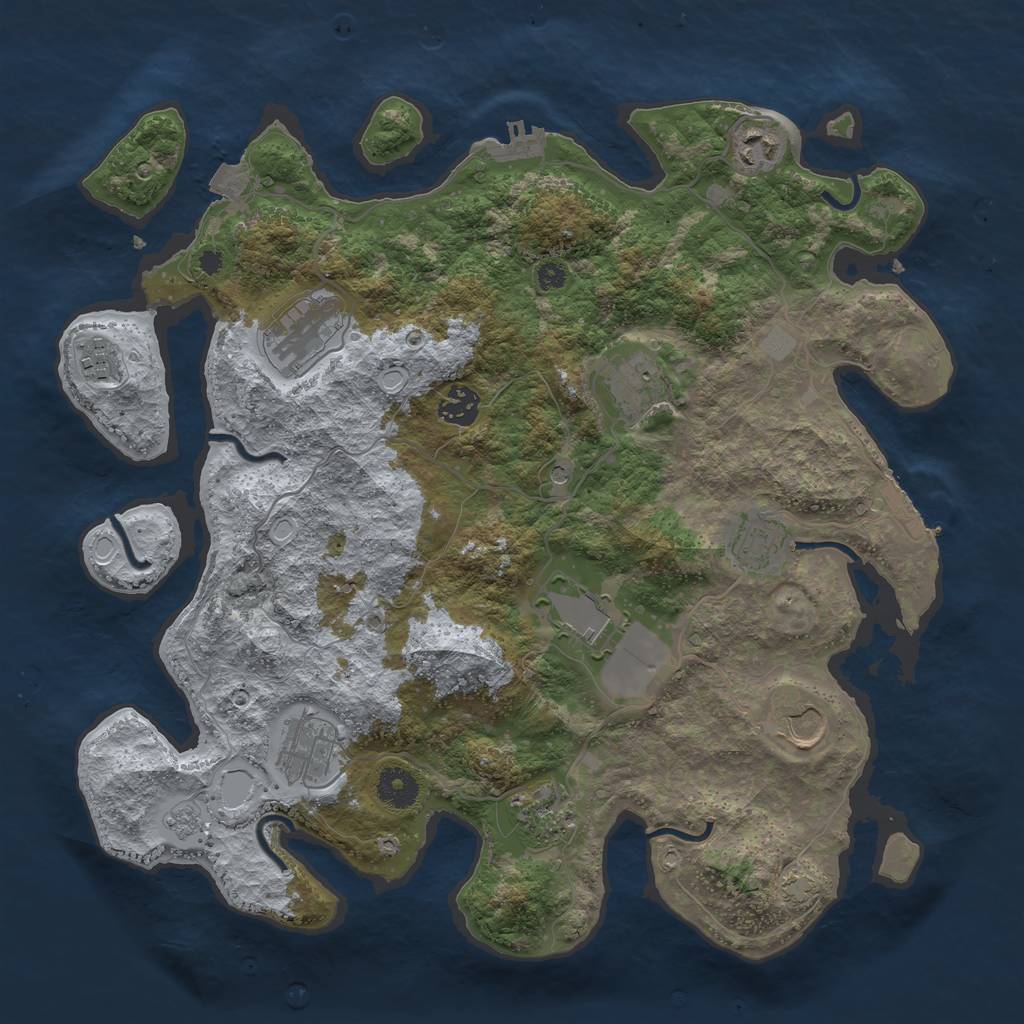 Rust Map: Procedural Map, Size: 3750, Seed: 169323134, 18 Monuments