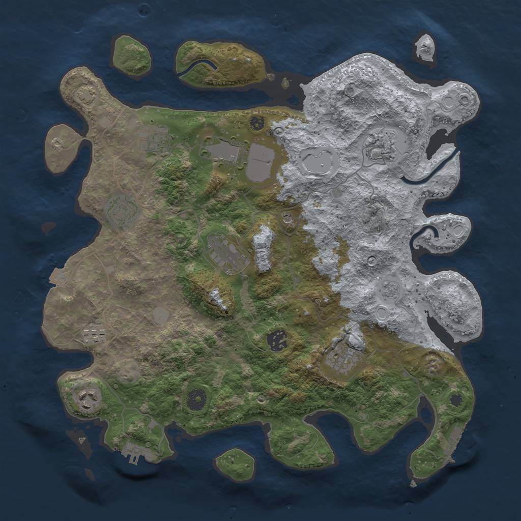 Rust Map: Procedural Map, Size: 3700, Seed: 376423604, 17 Monuments