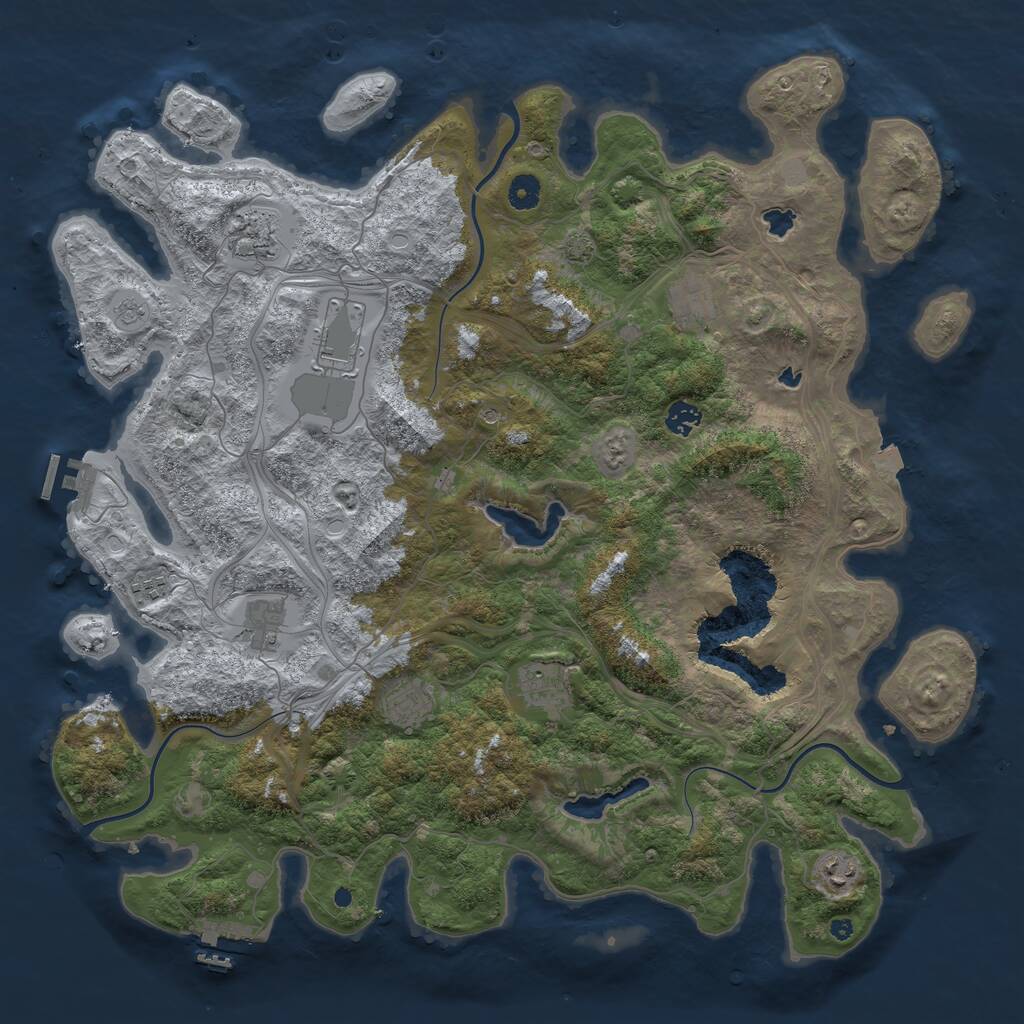 Rust Map: Procedural Map, Size: 4500, Seed: 1277997326, 15 Monuments