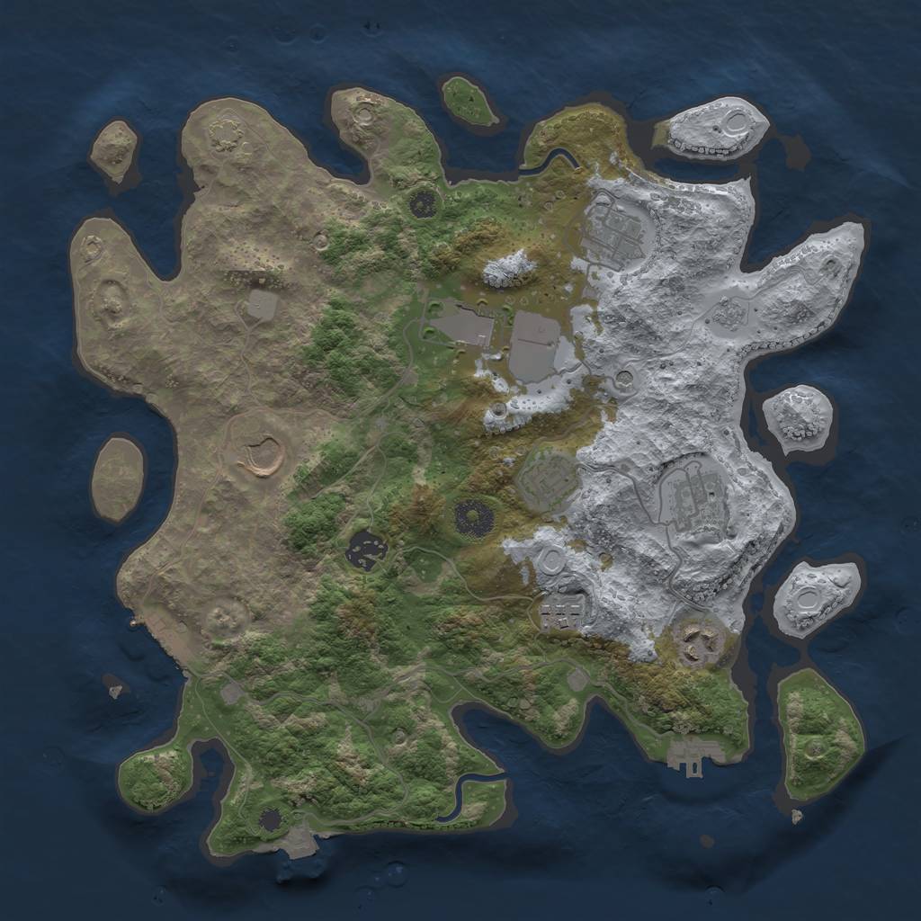 Rust Map: Procedural Map, Size: 3500, Seed: 879820450, 16 Monuments