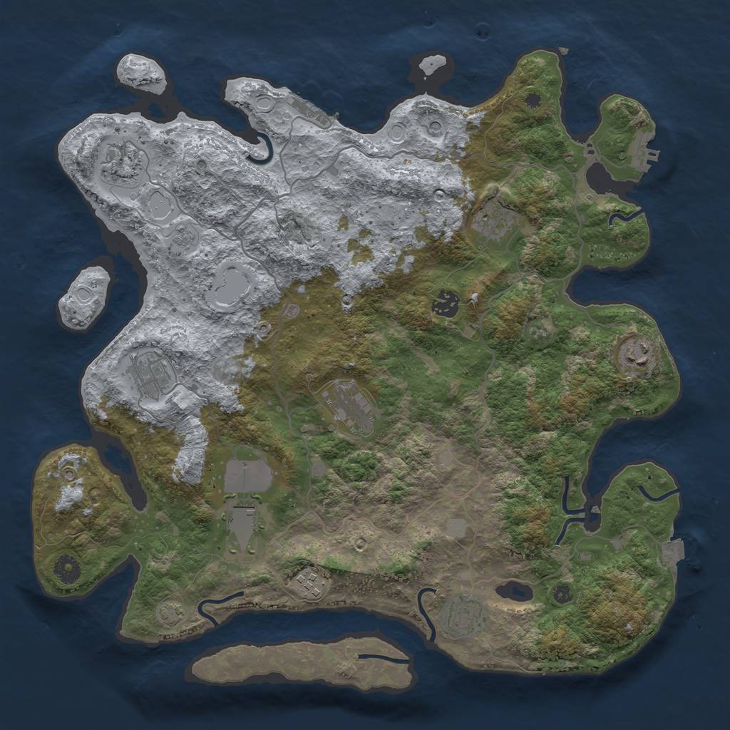 Rust Map: Procedural Map, Size: 4000, Seed: 1033735316, 17 Monuments