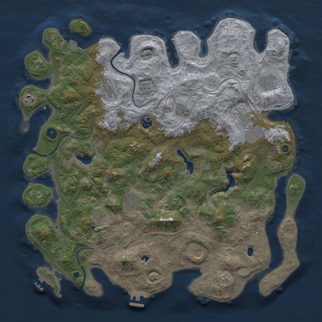 Rust Map: Procedural Map, Size: 4500, Seed: 453094401, 16 Monuments