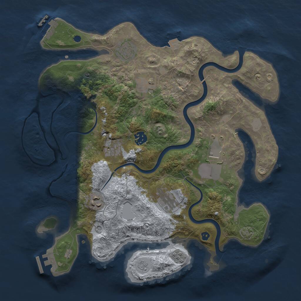 Rust Map: Procedural Map, Size: 3500, Seed: 981592299, 14 Monuments