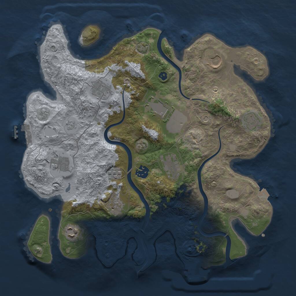 Rust Map: Procedural Map, Size: 3500, Seed: 468668329, 16 Monuments