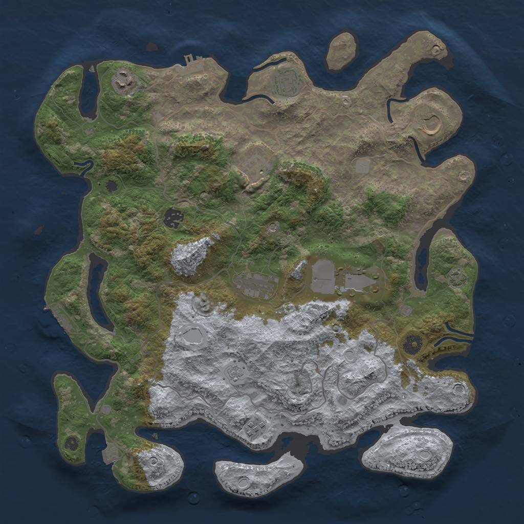 Rust Map: Procedural Map, Size: 4000, Seed: 760110423, 16 Monuments