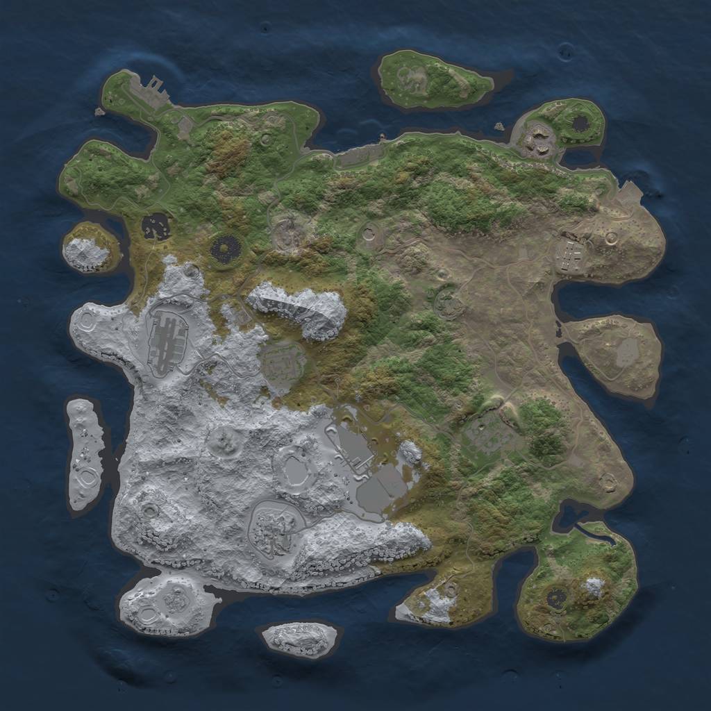 Rust Map: Procedural Map, Size: 3700, Seed: 228856750, 16 Monuments