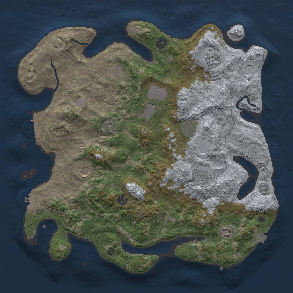 Rust Map: Procedural Map, Size: 4000, Seed: 34733546, 17 Monuments