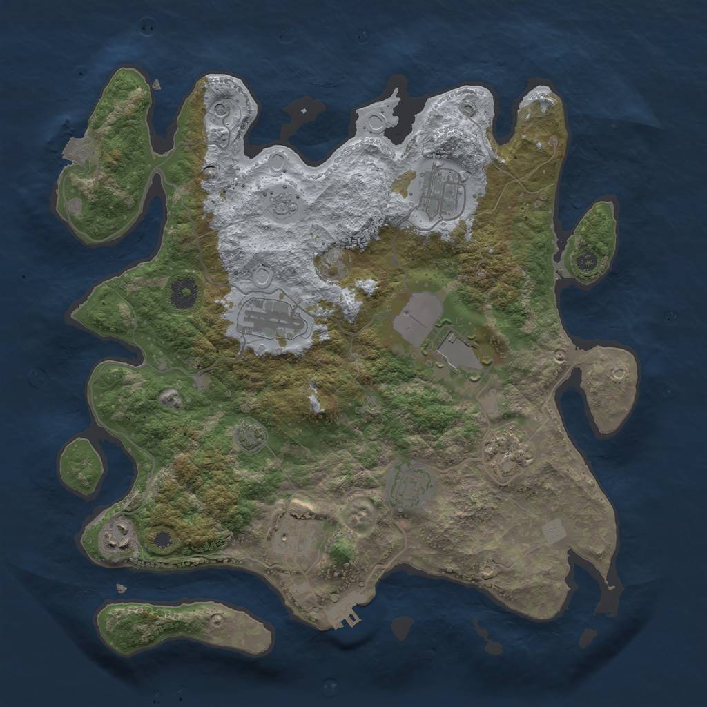 Rust Map: Procedural Map, Size: 3500, Seed: 264300436, 14 Monuments