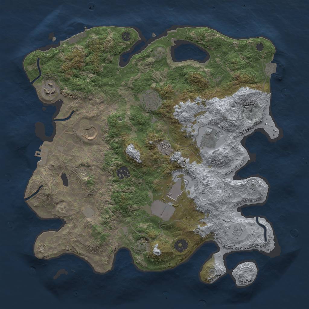 Rust Map: Procedural Map, Size: 3500, Seed: 1974911414, 15 Monuments