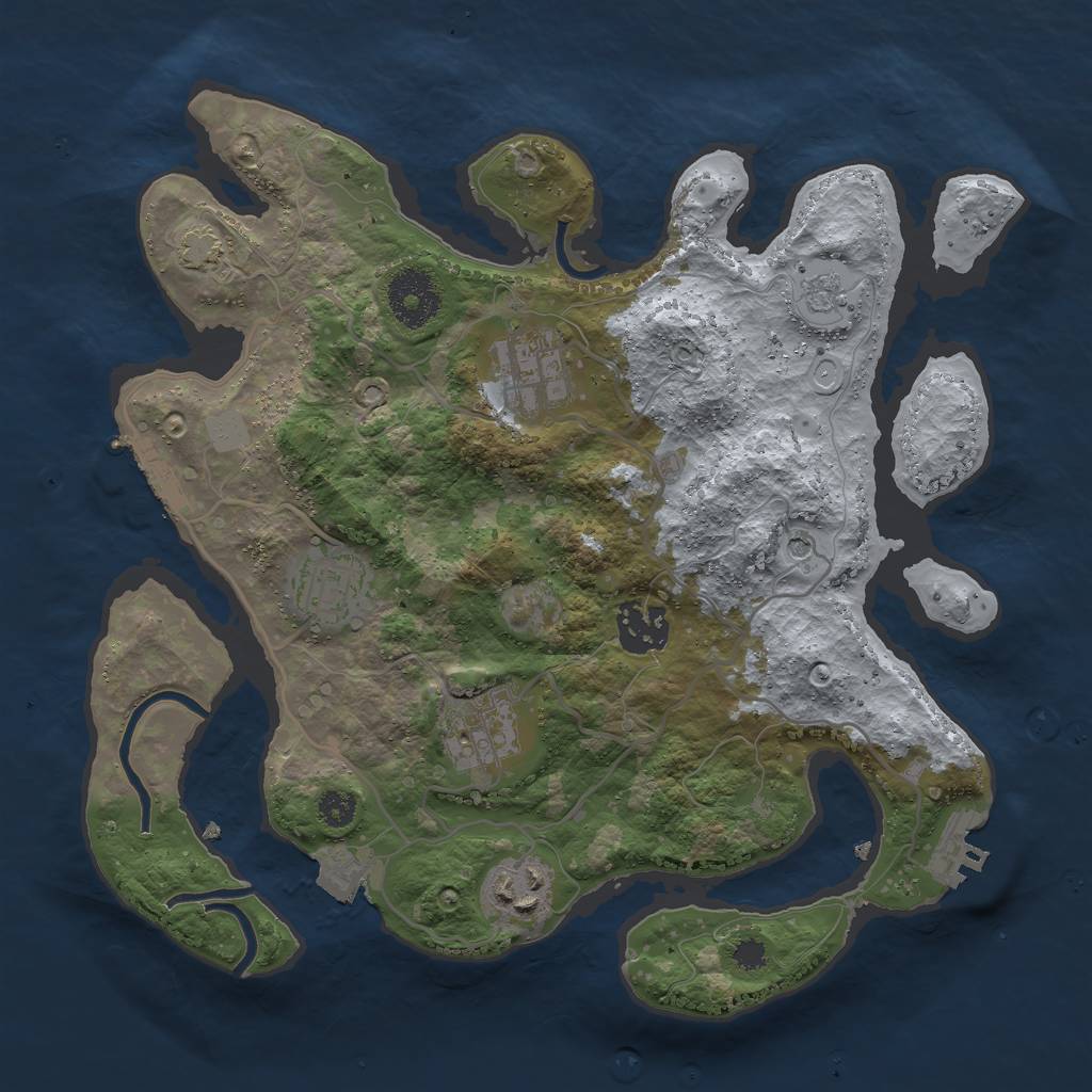 Rust Map: Procedural Map, Size: 3000, Seed: 989943278, 13 Monuments