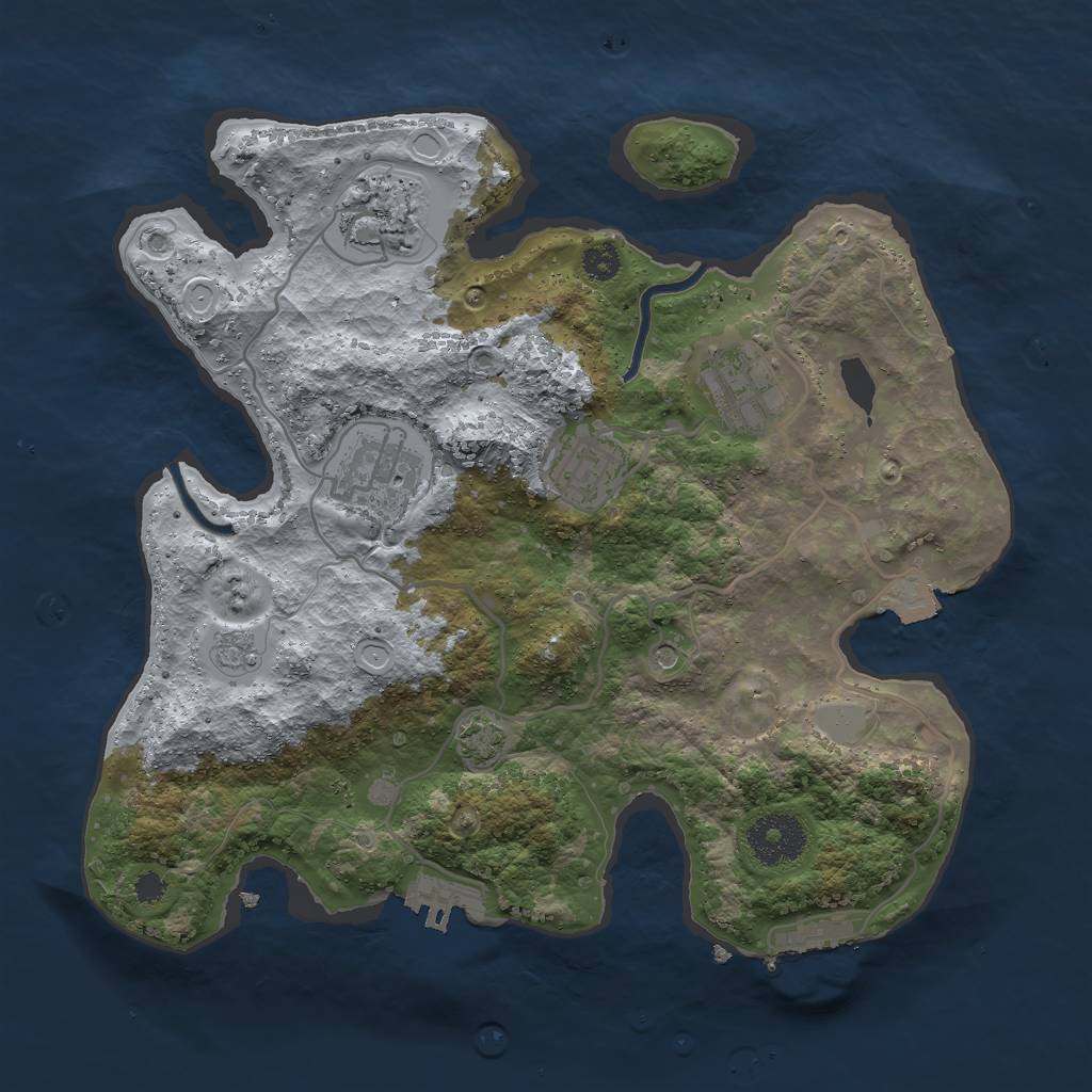 Rust Map: Procedural Map, Size: 3000, Seed: 1997463890, 12 Monuments
