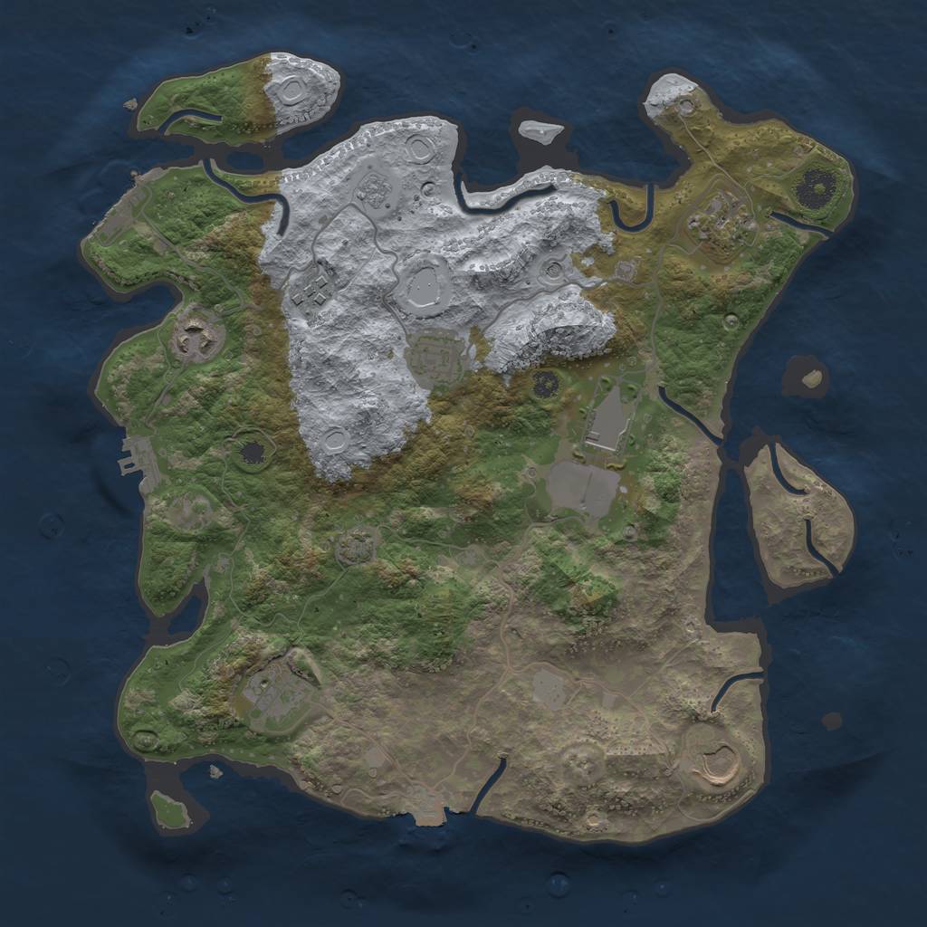 Rust Map: Procedural Map, Size: 3500, Seed: 705035143, 15 Monuments