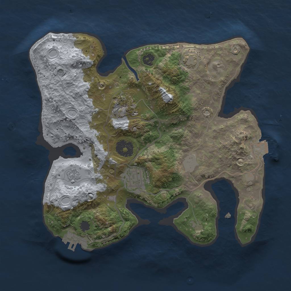 Rust Map: Procedural Map, Size: 2500, Seed: 1000022, 8 Monuments