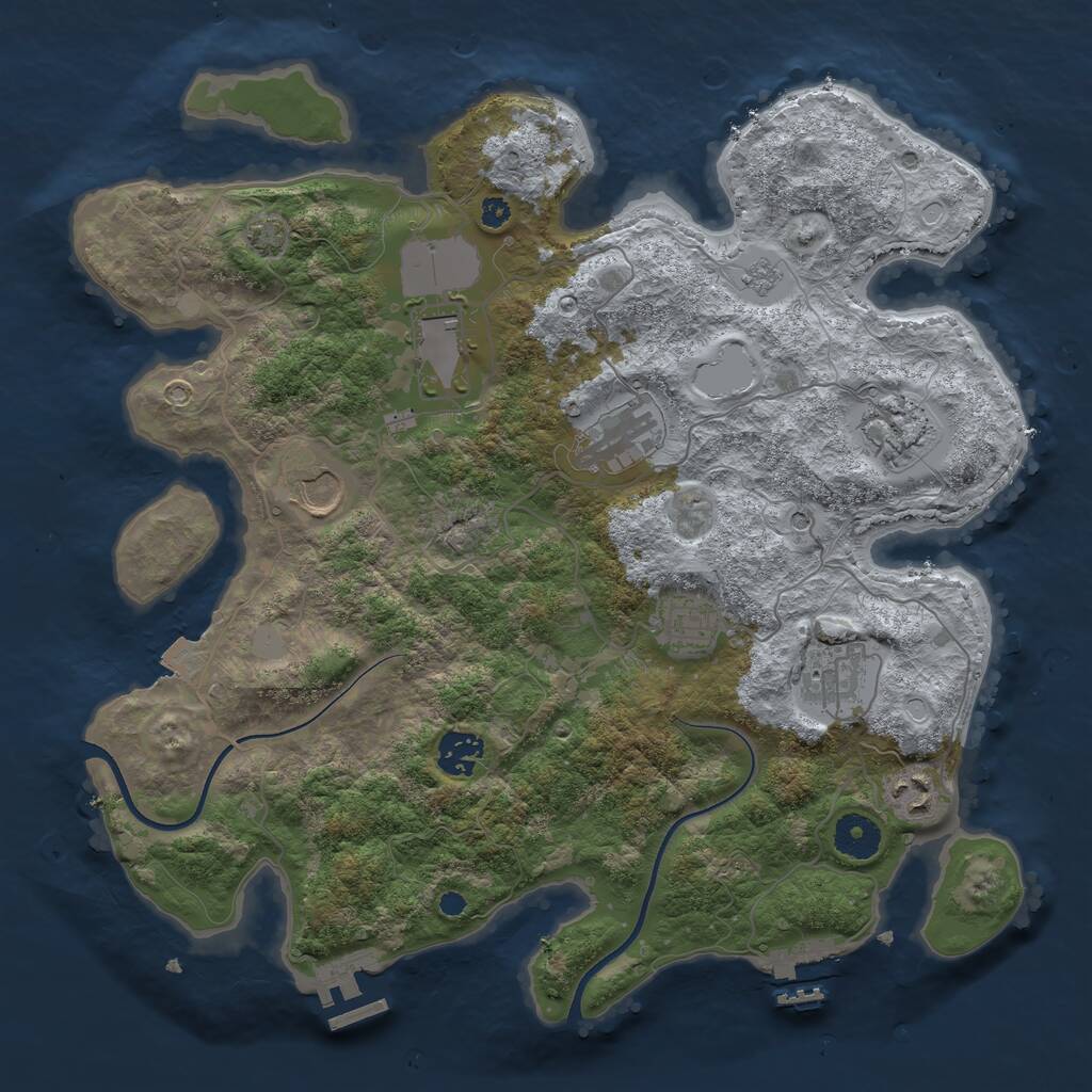 Rust Map: Procedural Map, Size: 3600, Seed: 40738907, 14 Monuments
