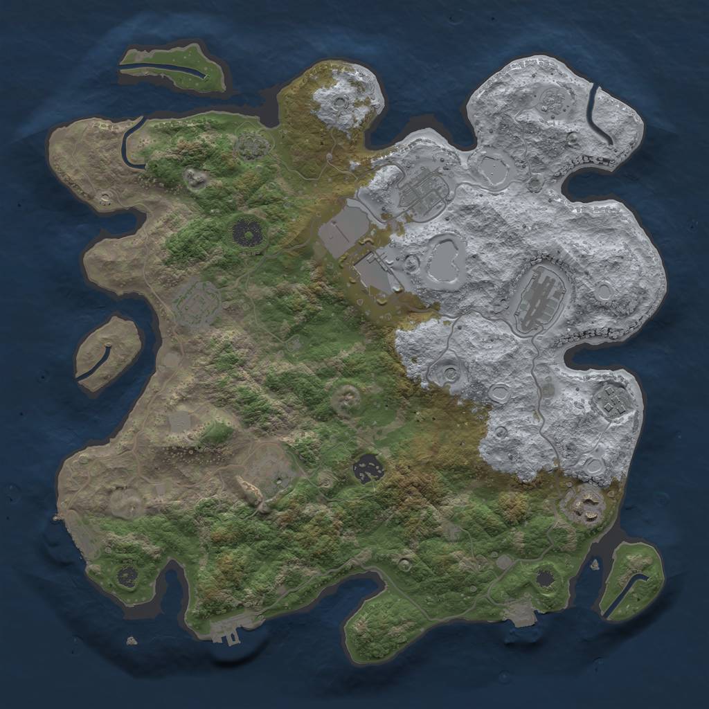 Rust Map: Procedural Map, Size: 3600, Seed: 40738907, 16 Monuments