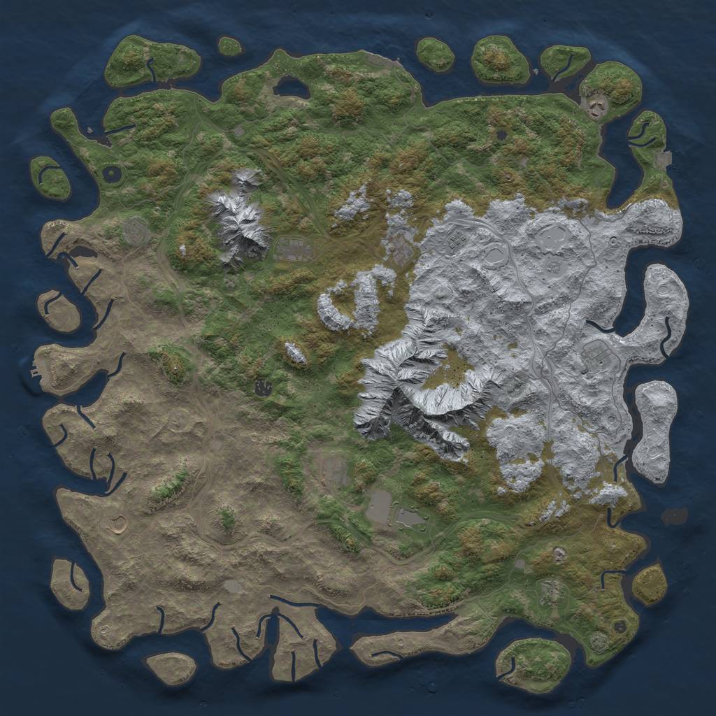 Rust Map: Procedural Map, Size: 6000, Seed: 168738219, 19 Monuments