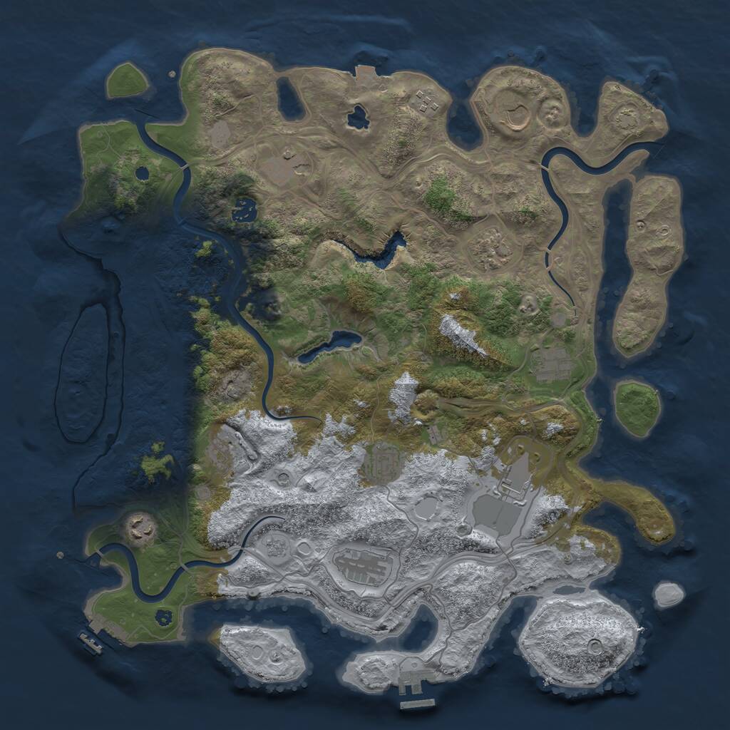Rust Map: Procedural Map, Size: 4250, Seed: 843534858, 17 Monuments