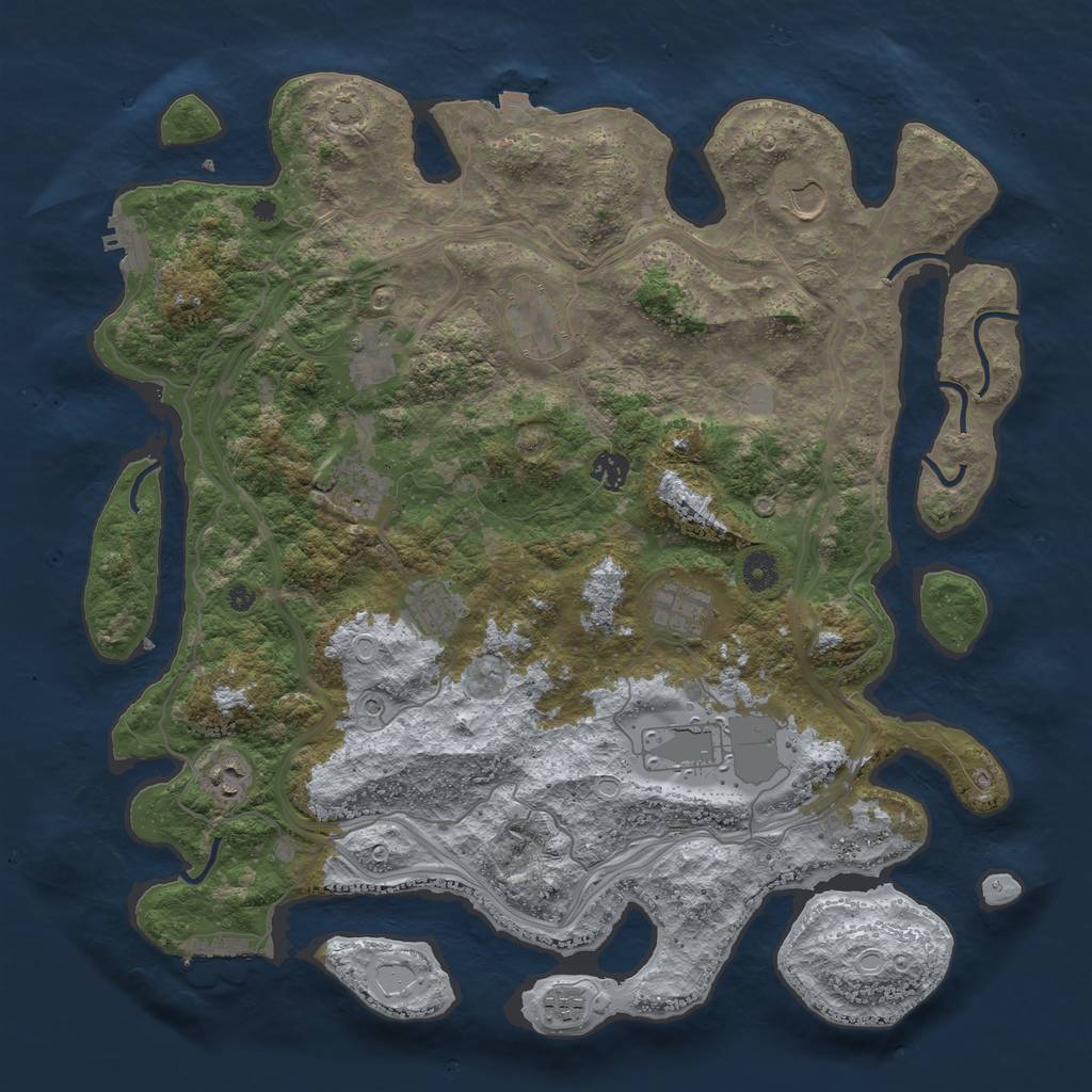 Rust Map: Procedural Map, Size: 4250, Seed: 843534858, 17 Monuments