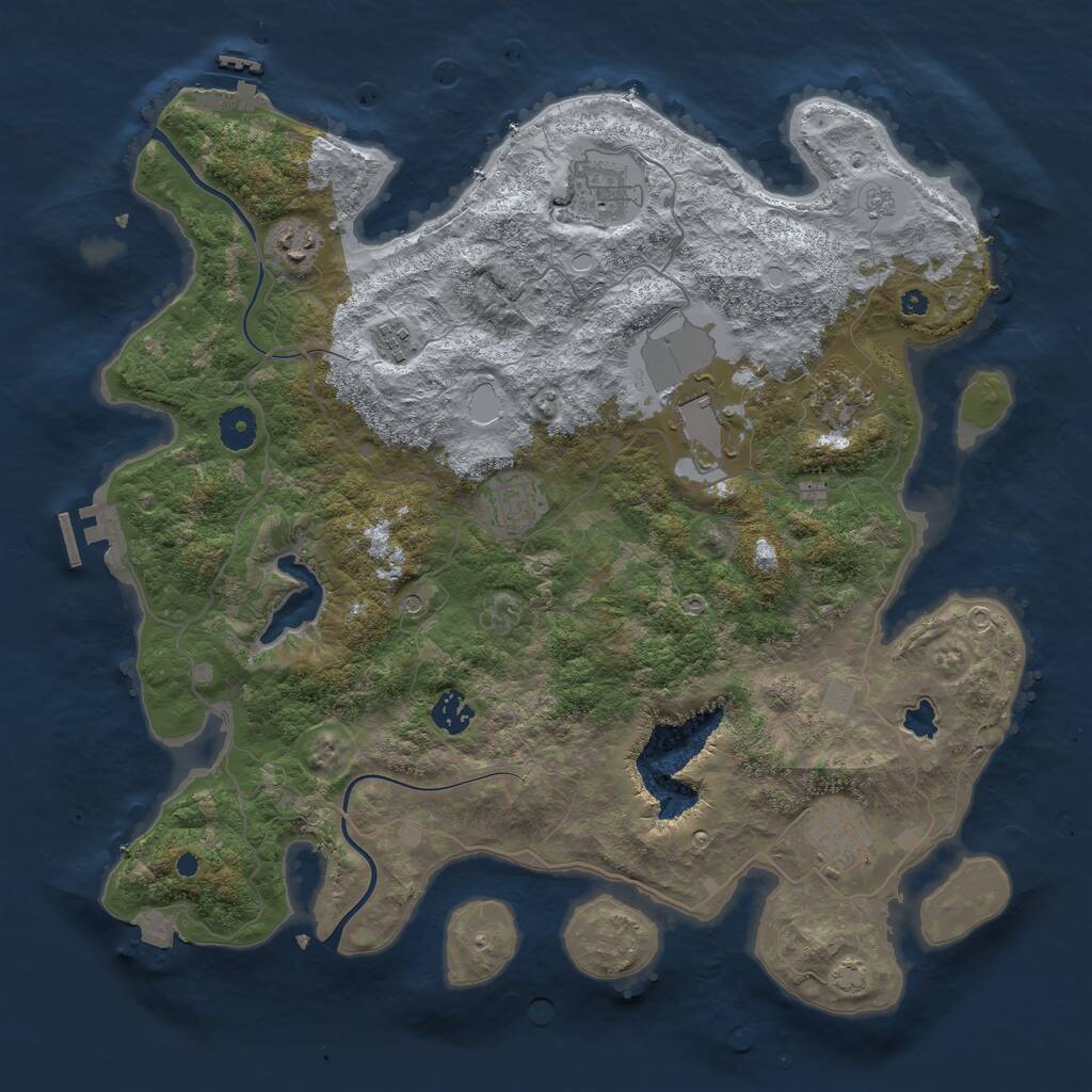 Rust Map: Procedural Map, Size: 4000, Seed: 21565840, 14 Monuments
