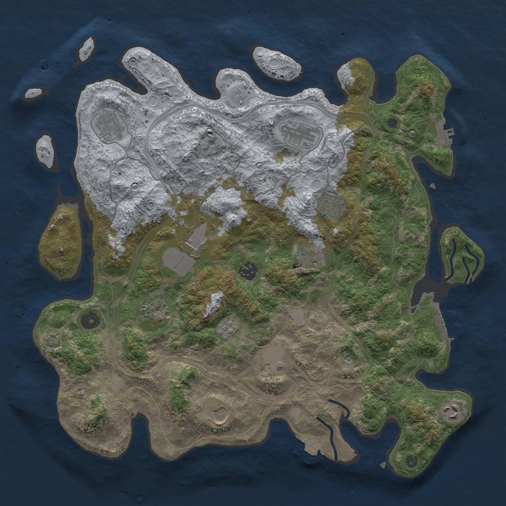 Rust Map: Procedural Map, Size: 4250, Seed: 1912238406, 19 Monuments