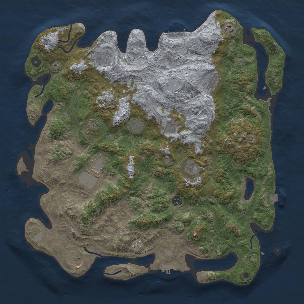Rust Map: Procedural Map, Size: 4500, Seed: 1684503308, 19 Monuments