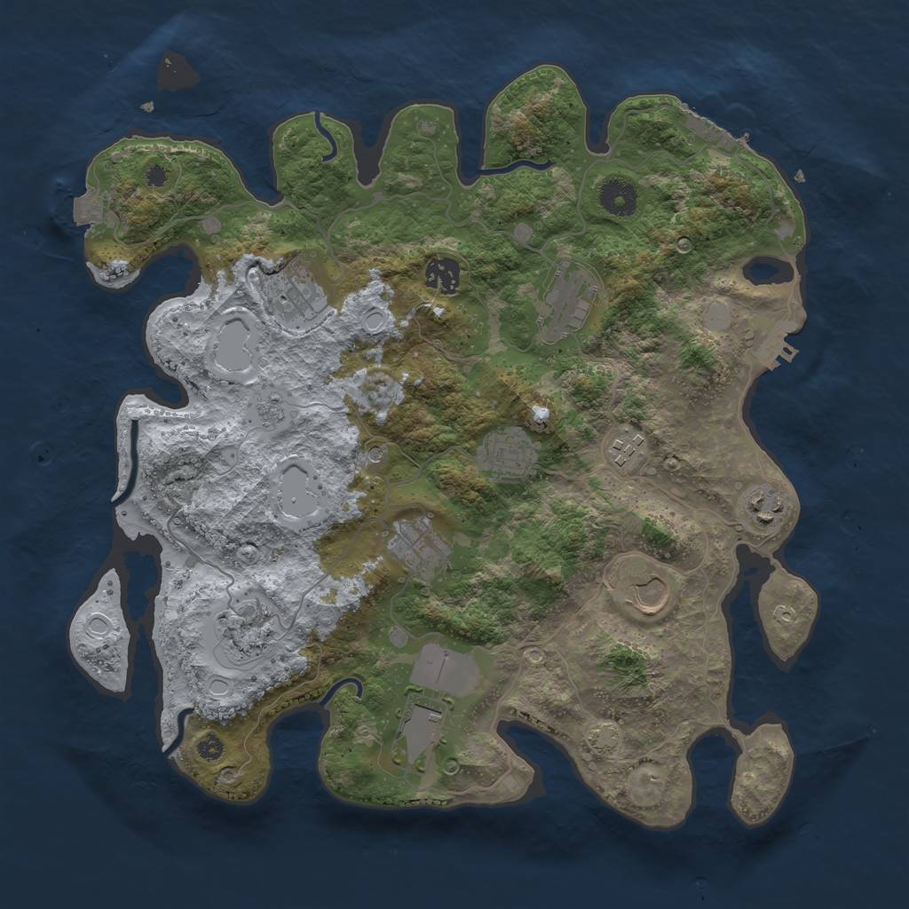 Rust Map: Procedural Map, Size: 3700, Seed: 847950648, 18 Monuments