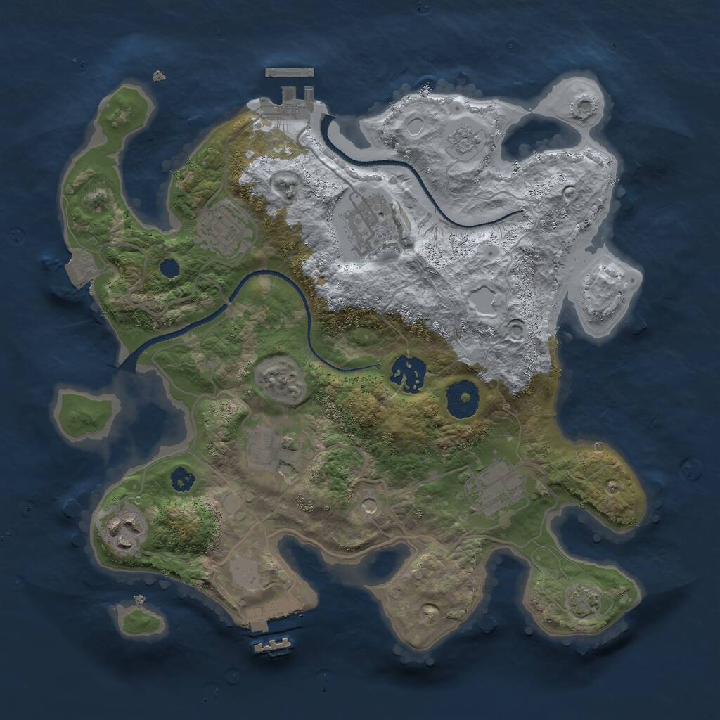 Rust Map: Procedural Map, Size: 3000, Seed: 1703000559, 12 Monuments