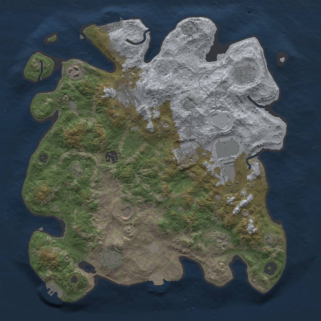 Rust Map: Procedural Map, Size: 3700, Seed: 1527981687, 18 Monuments