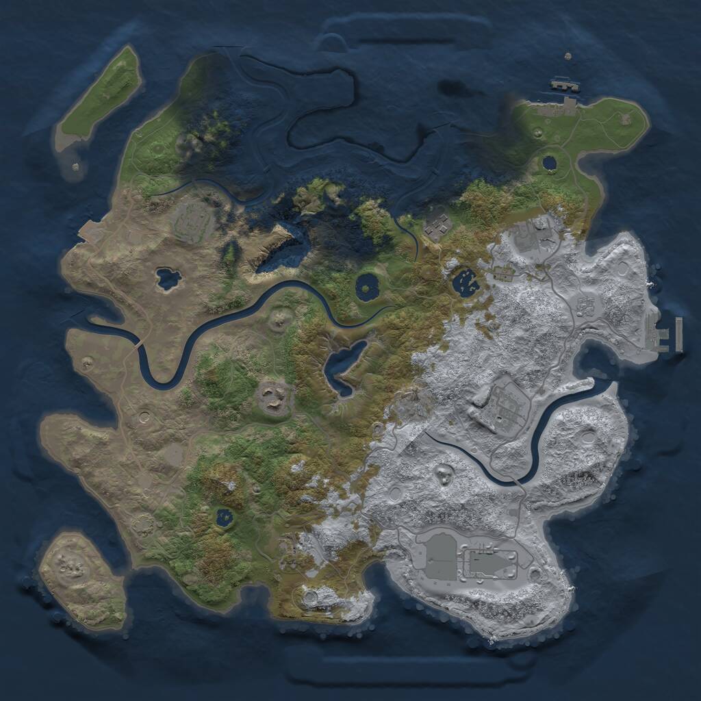 Rust Map: Procedural Map, Size: 4000, Seed: 1361085821, 14 Monuments