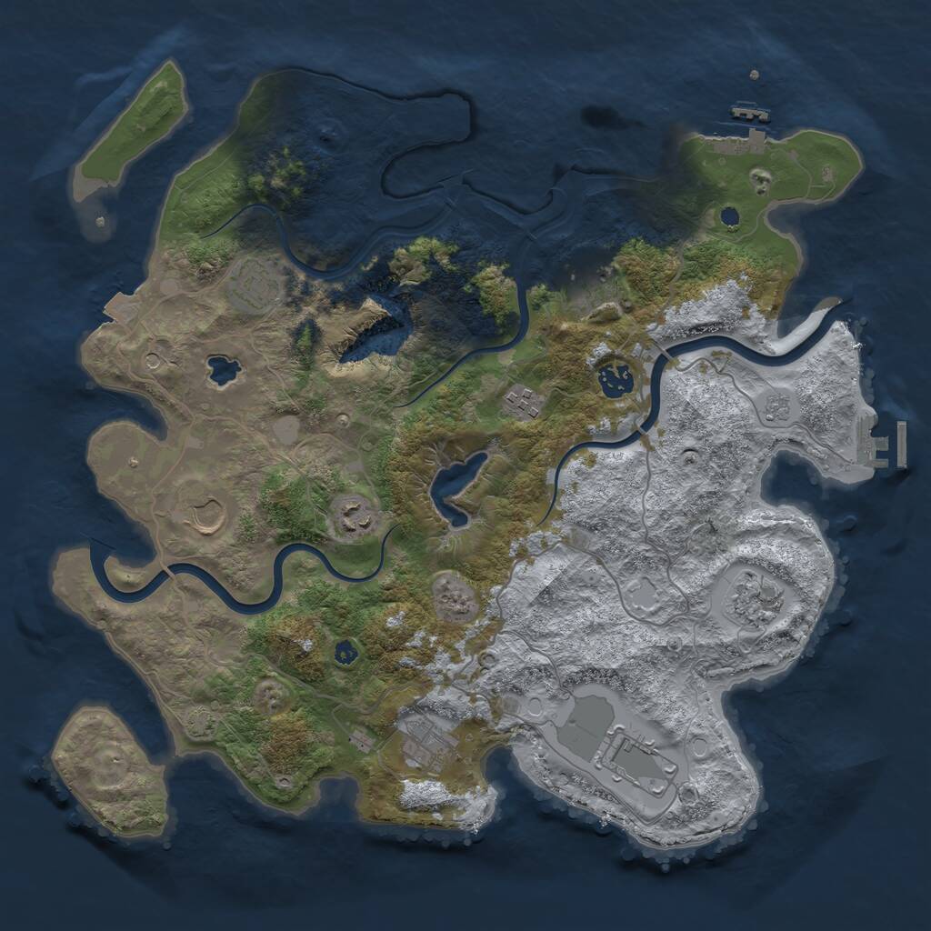 Rust Map: Procedural Map, Size: 4000, Seed: 1361085821, 15 Monuments