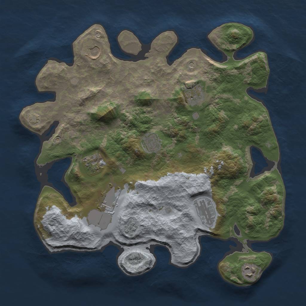 Rust Map: Barren, Size: 3500, Seed: 7422543, 12 Monuments