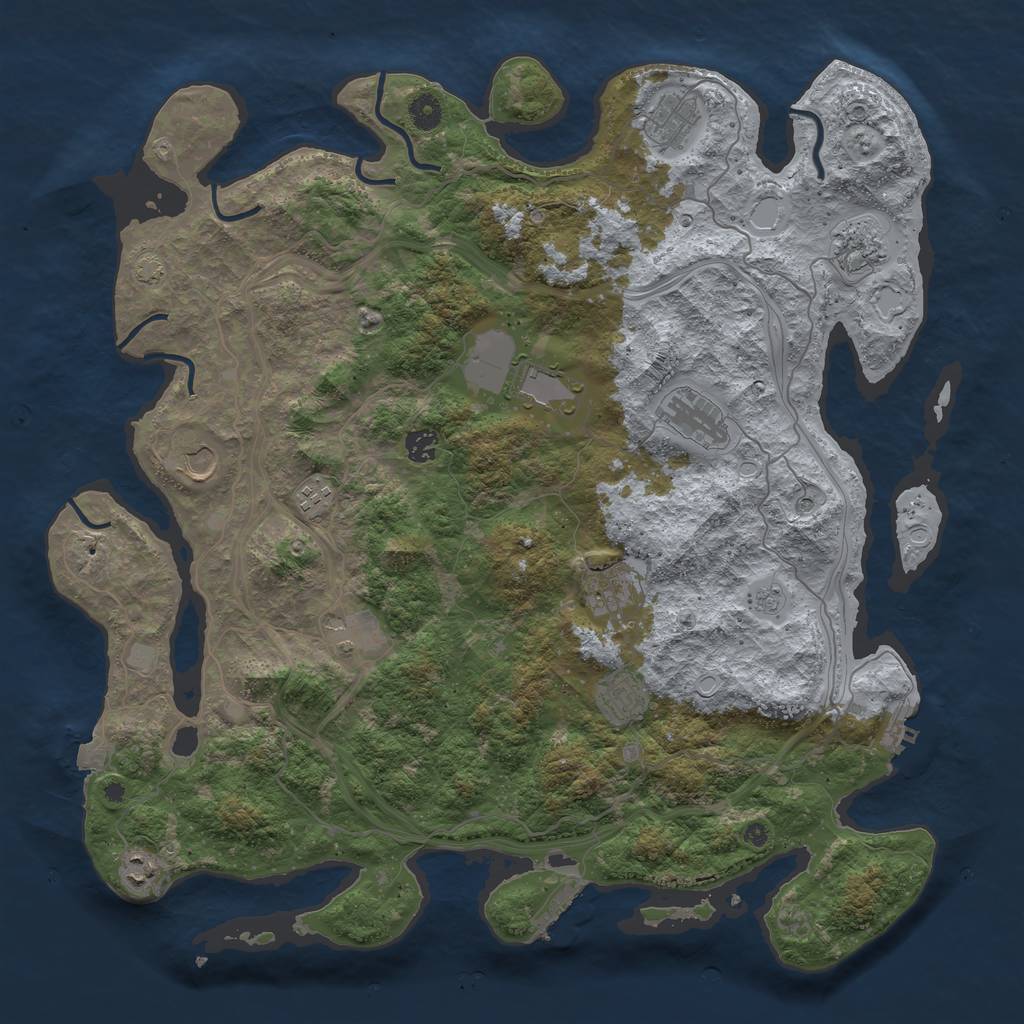 Rust Map: Procedural Map, Size: 4500, Seed: 1173986547, 19 Monuments