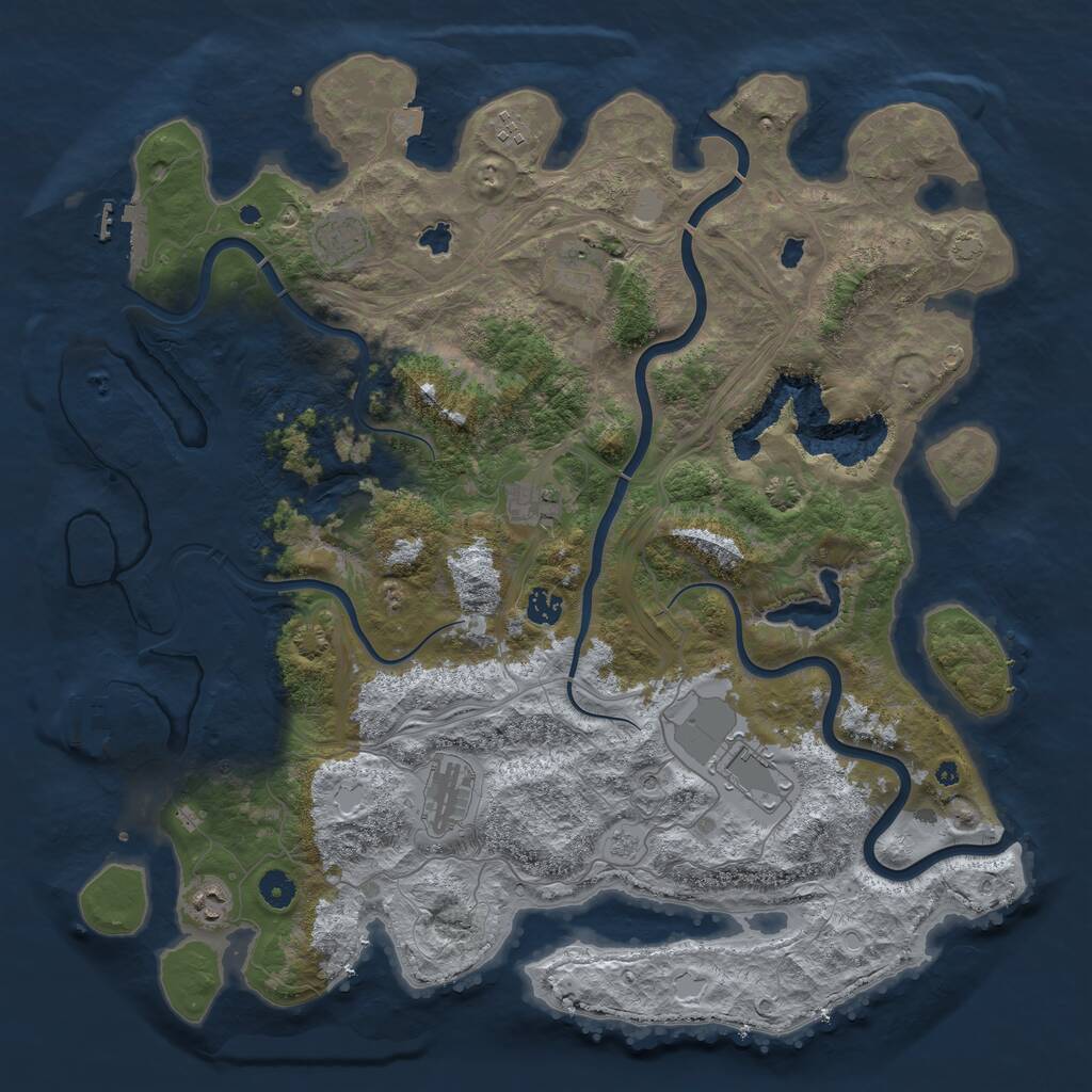Rust Map: Procedural Map, Size: 4500, Seed: 73452289, 14 Monuments