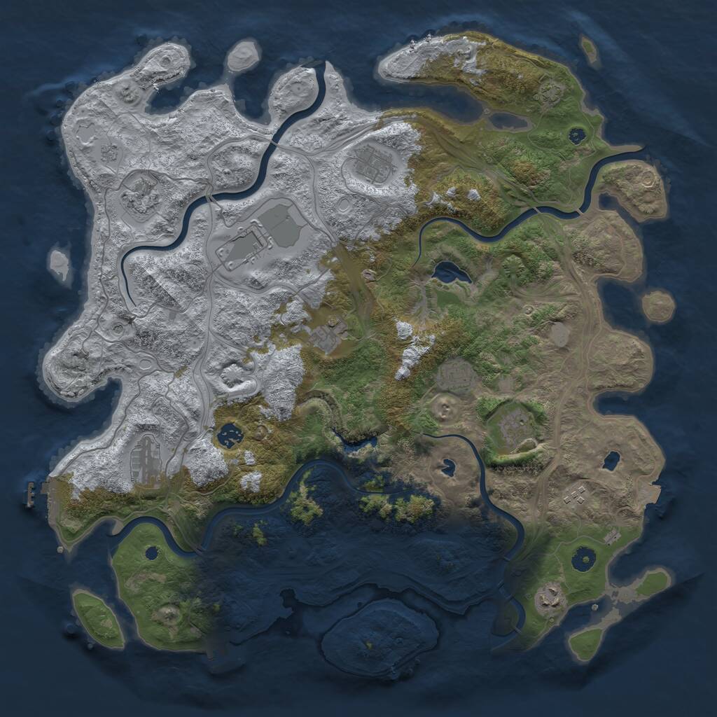 Rust Map: Procedural Map, Size: 4500, Seed: 11486418, 16 Monuments