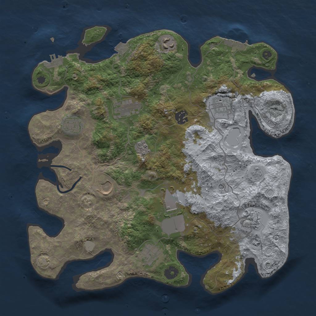 Rust Map: Procedural Map, Size: 3500, Seed: 839947197, 18 Monuments