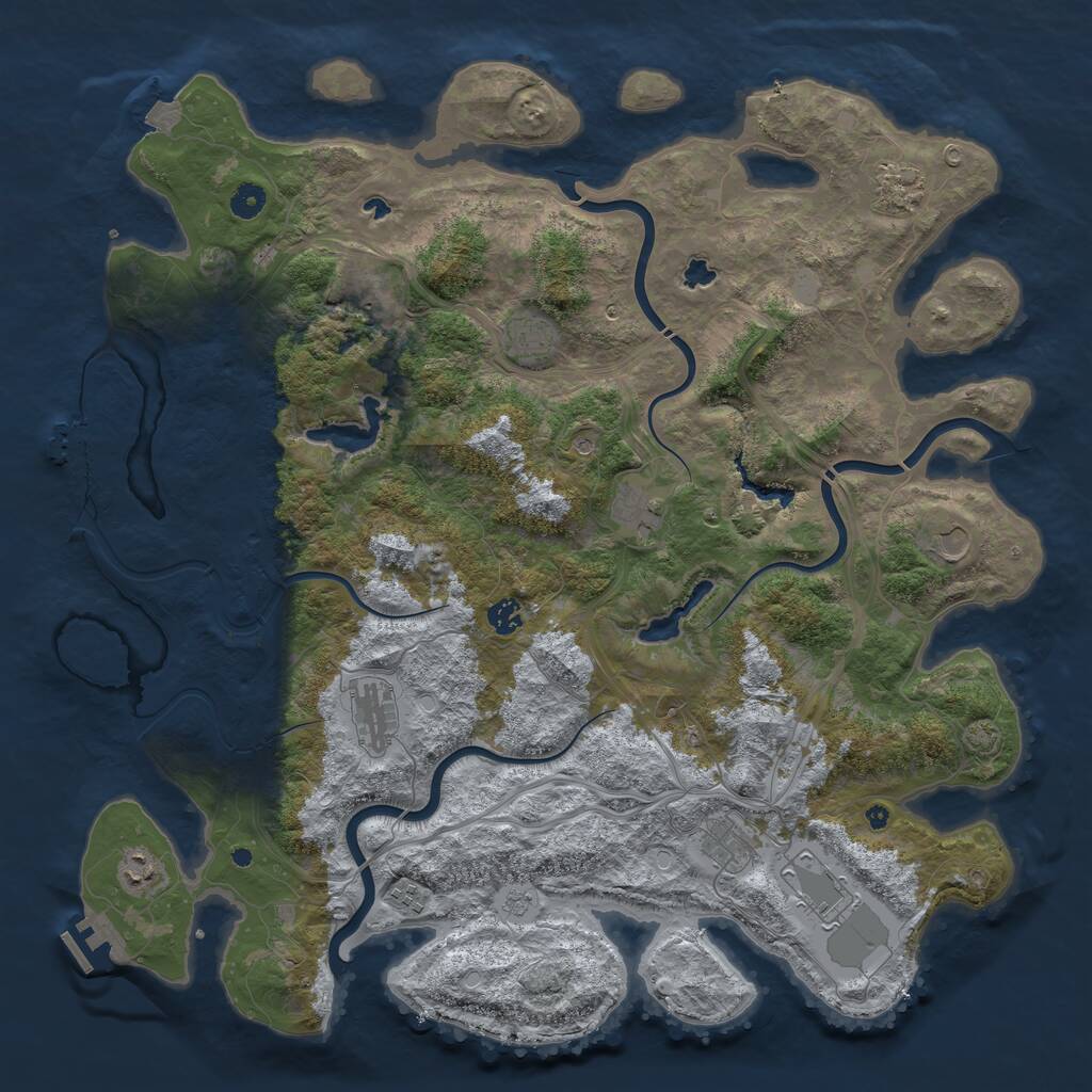 Rust Map: Procedural Map, Size: 4677, Seed: 215250469, 17 Monuments