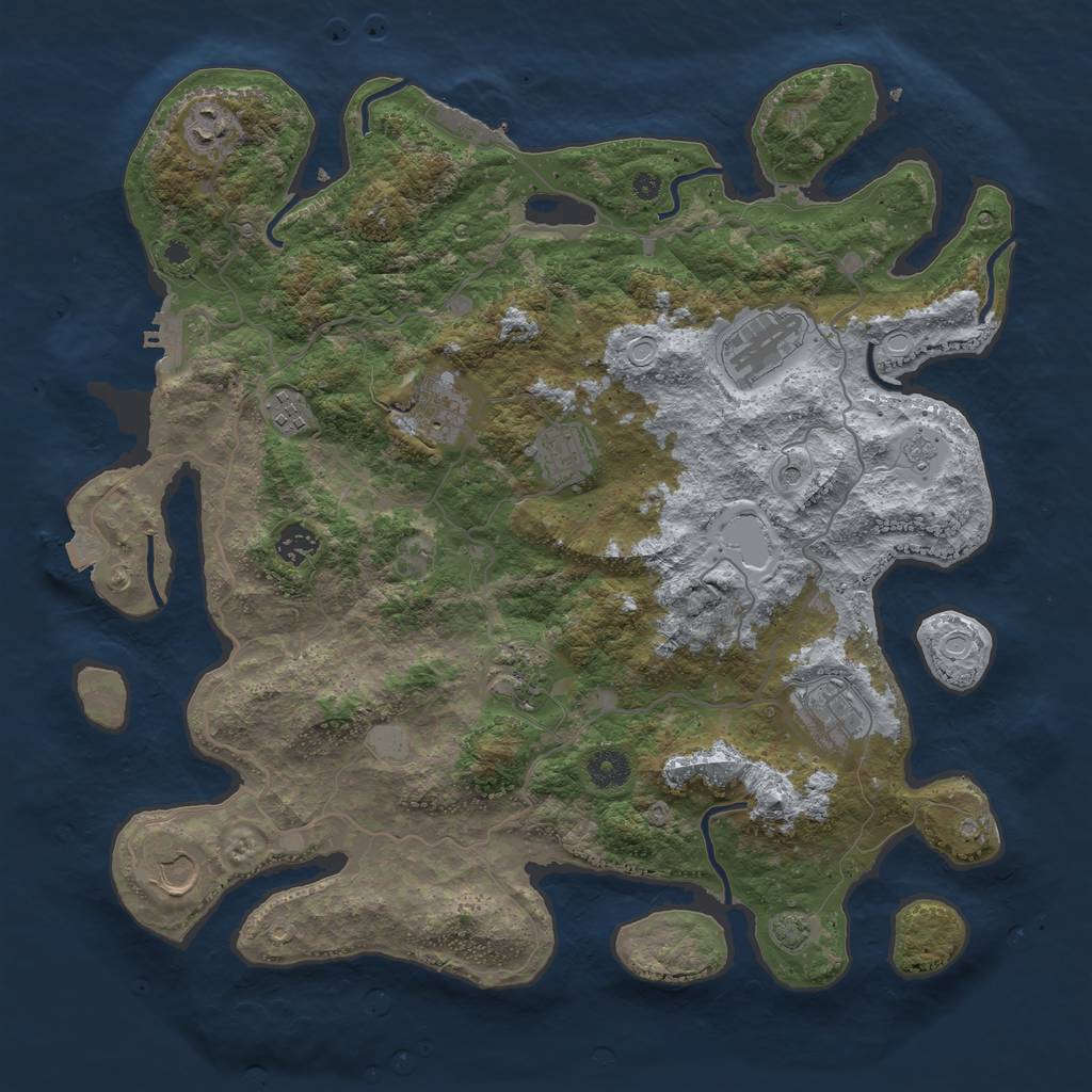 Rust Map: Procedural Map, Size: 4000, Seed: 33499762, 17 Monuments