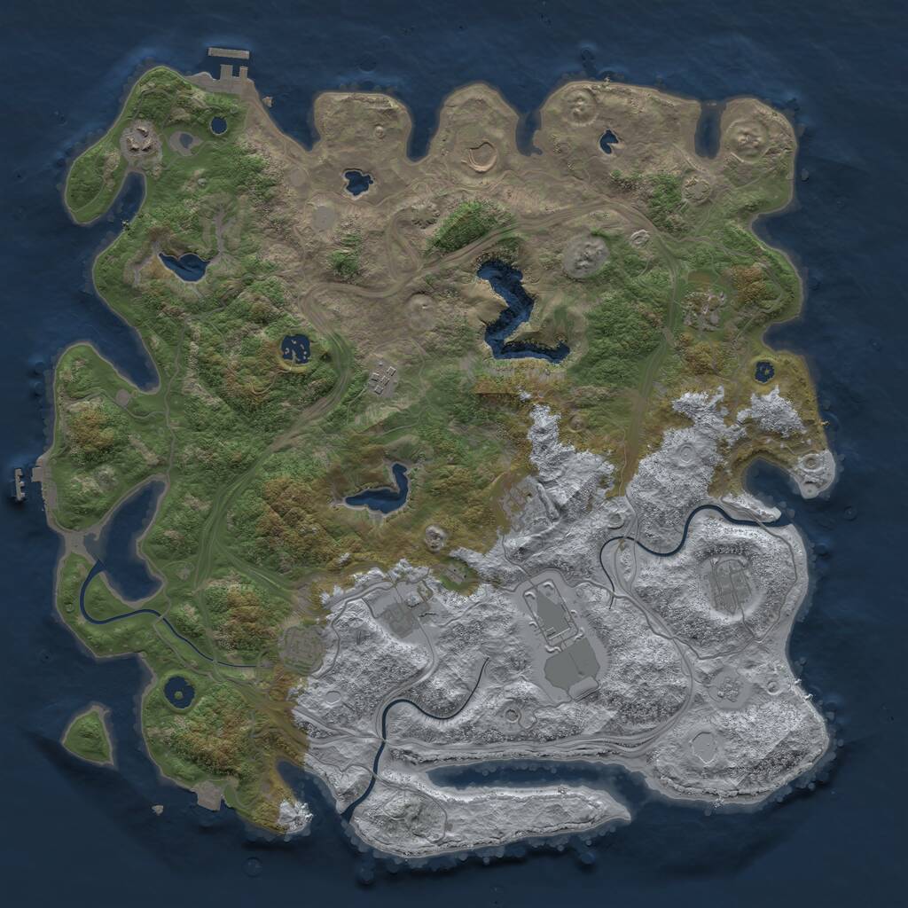 Rust Map: Procedural Map, Size: 4500, Seed: 197328546, 16 Monuments