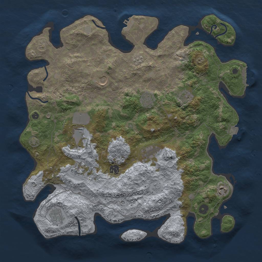 Rust Map: Procedural Map, Size: 4000, Seed: 2093272148, 18 Monuments