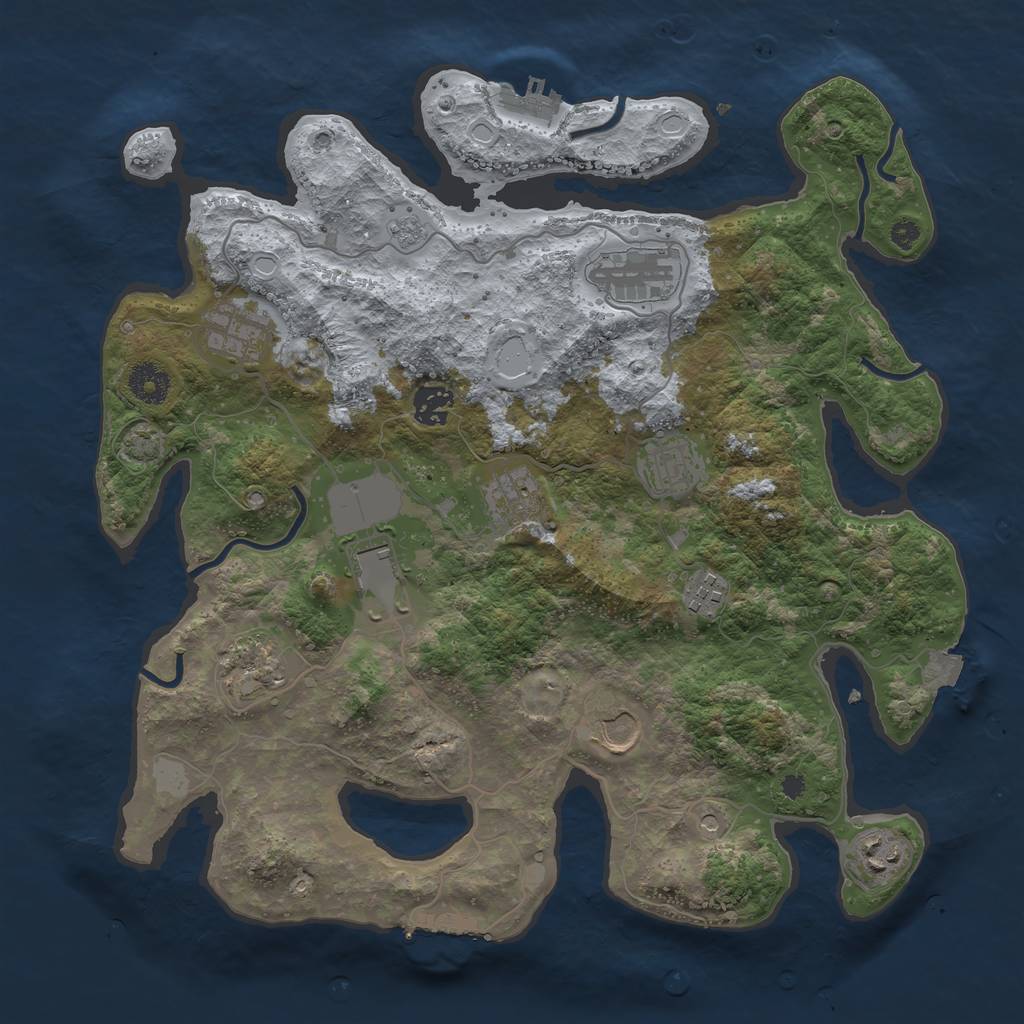 Rust Map: Procedural Map, Size: 3700, Seed: 1613001662, 18 Monuments