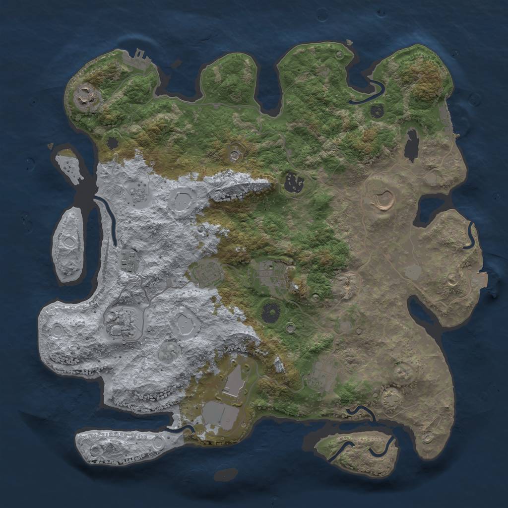 Rust Map: Procedural Map, Size: 3800, Seed: 51506310, 17 Monuments