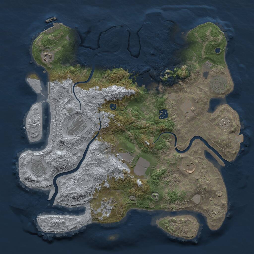 Rust Map: Procedural Map, Size: 3800, Seed: 51506310, 17 Monuments