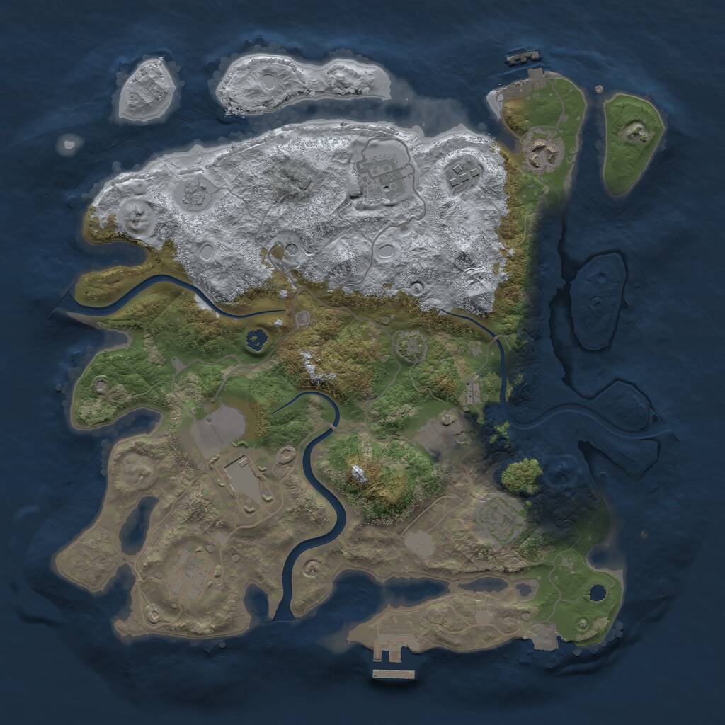 Rust Map: Procedural Map, Size: 3500, Seed: 1722118789, 13 Monuments