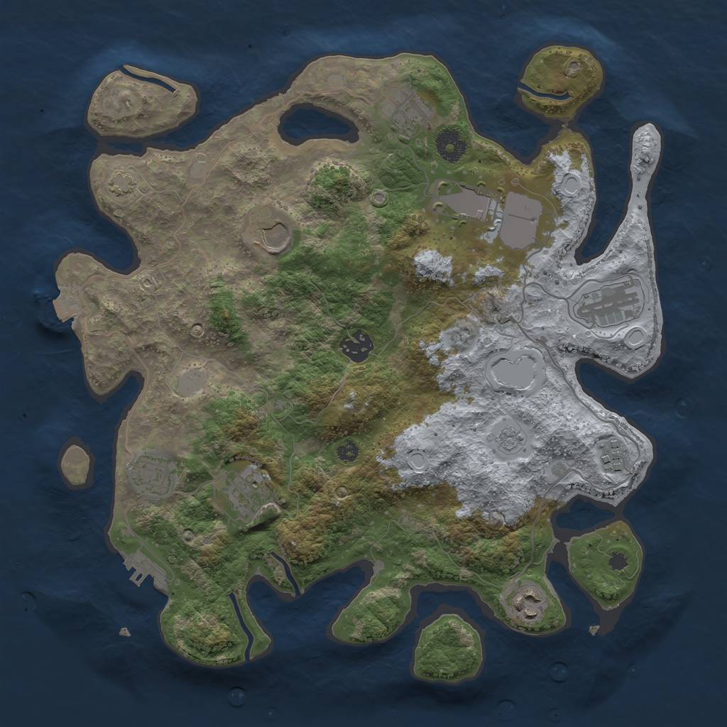 Rust Map: Procedural Map, Size: 3500, Seed: 1985037311, 15 Monuments