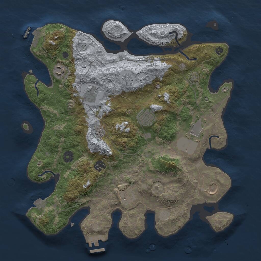 Rust Map: Procedural Map, Size: 3500, Seed: 2064397131, 14 Monuments