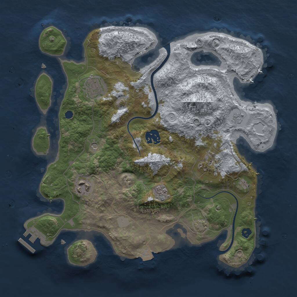 Rust Map: Procedural Map, Size: 3000, Seed: 875165648, 10 Monuments