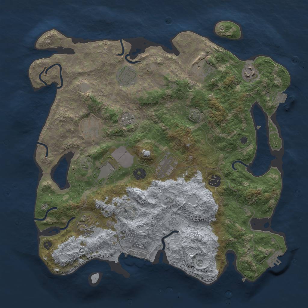 Rust Map: Procedural Map, Size: 3700, Seed: 1882819271, 17 Monuments