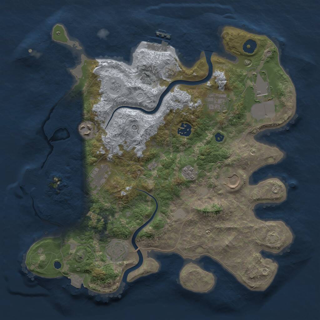 Rust Map: Procedural Map, Size: 3500, Seed: 1353387409, 14 Monuments