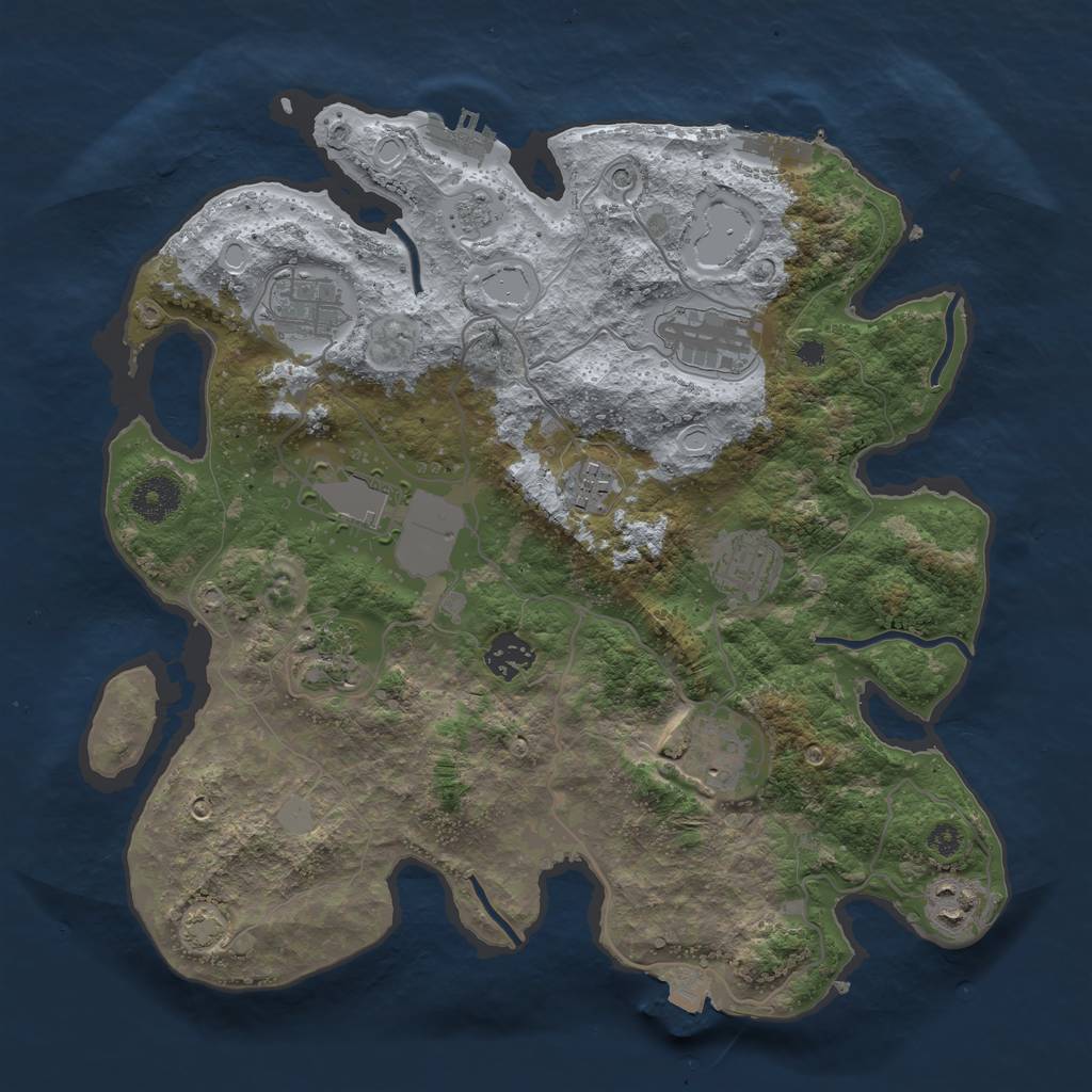 Rust Map: Procedural Map, Size: 3500, Seed: 286215854, 17 Monuments